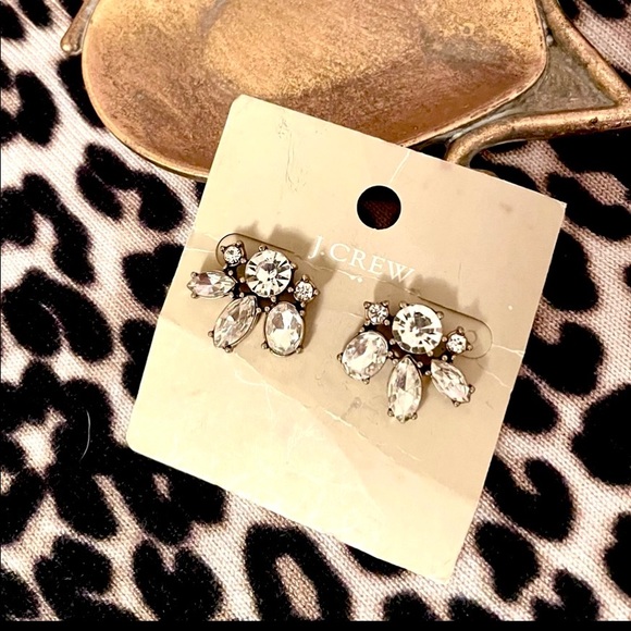 NEW JCREW Clear Rhinestone Cluster Stud Earrings - Picture 4 of 5